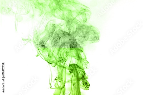 green smoke on a white background,Abstract green smoke swirls over white background, fire smoke