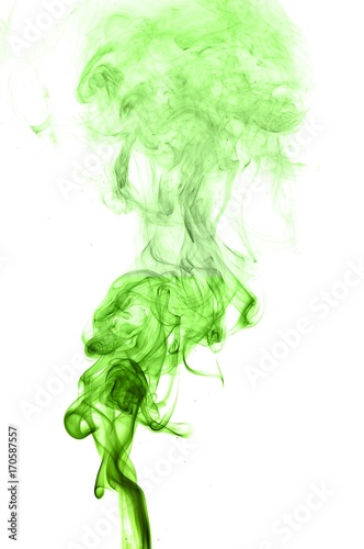 green smoke on a white background,Abstract green smoke swirls over white background, fire smoke