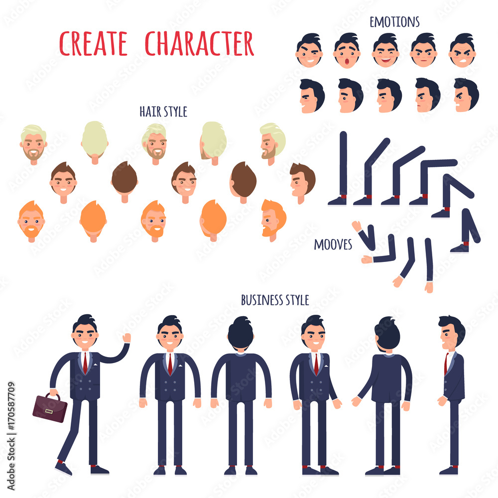 Businessman Character Generator Flat Vector Businessman Character Generator Flat Vector