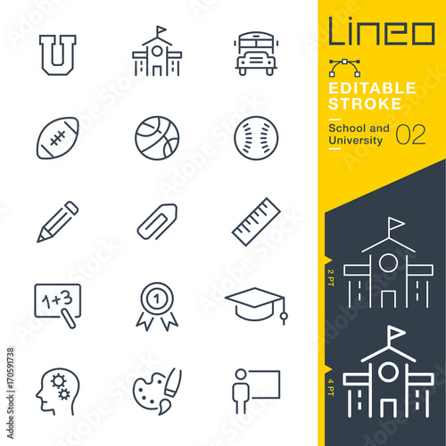 Lineo Editable Stroke - School and University line icons
Vector Icons - Adjust stroke weight - Expand to any size - Change to any colour