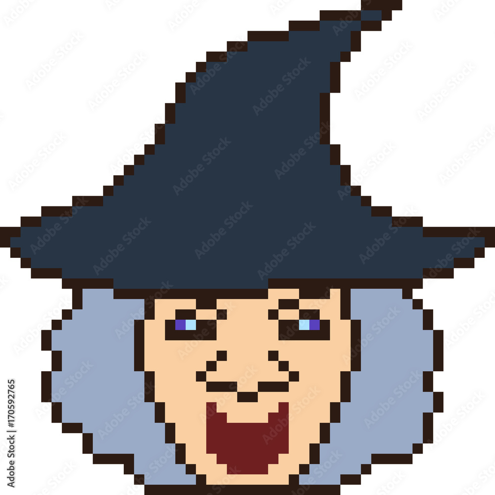 Fototapeta premium vector pixel art witch head