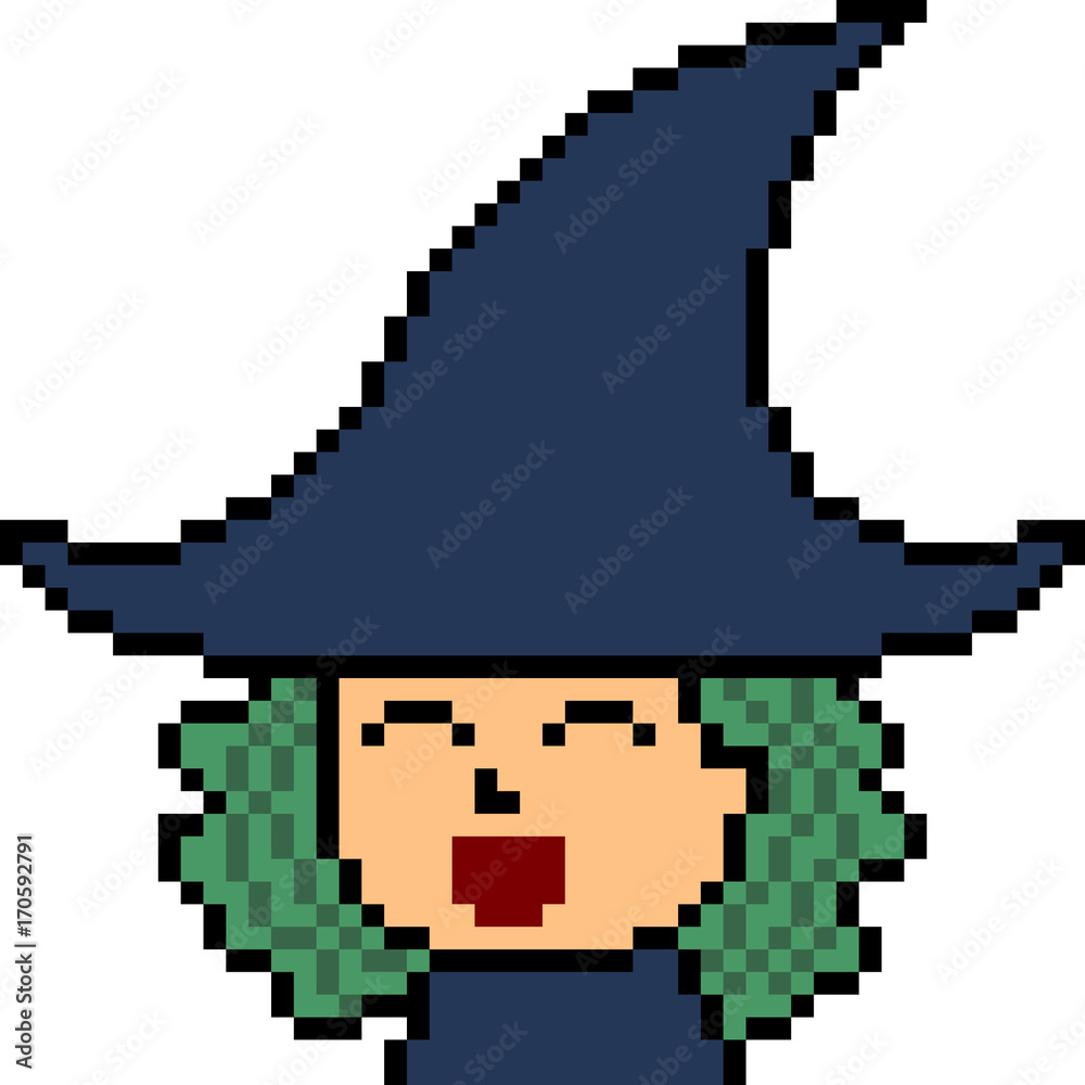 Fototapeta premium vector pixel art witch head