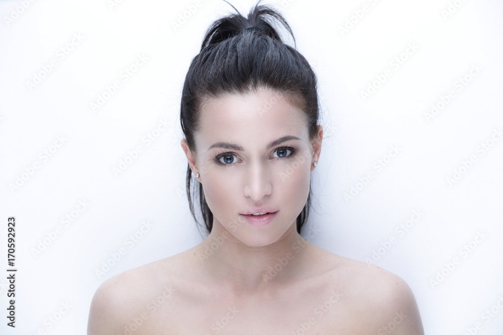 close-up of a young woman with daily make-up. concept of skin ca close-up of a young woman with daily make-up. concept of skin ca