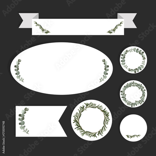 Frames collection with floral elements. Beautiful design template for your creative projects. Vector. Hand drawn.