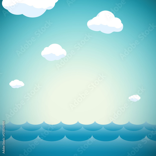 Natural background with sky, clouds and water
