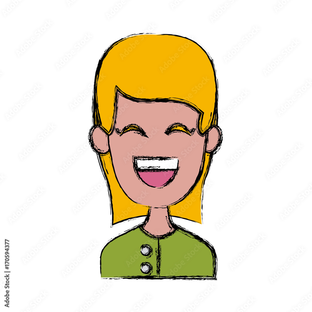 Woman smiling with eyes closed icon vector illustration graphic design