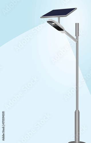 Solar panel street lights. vector illustration