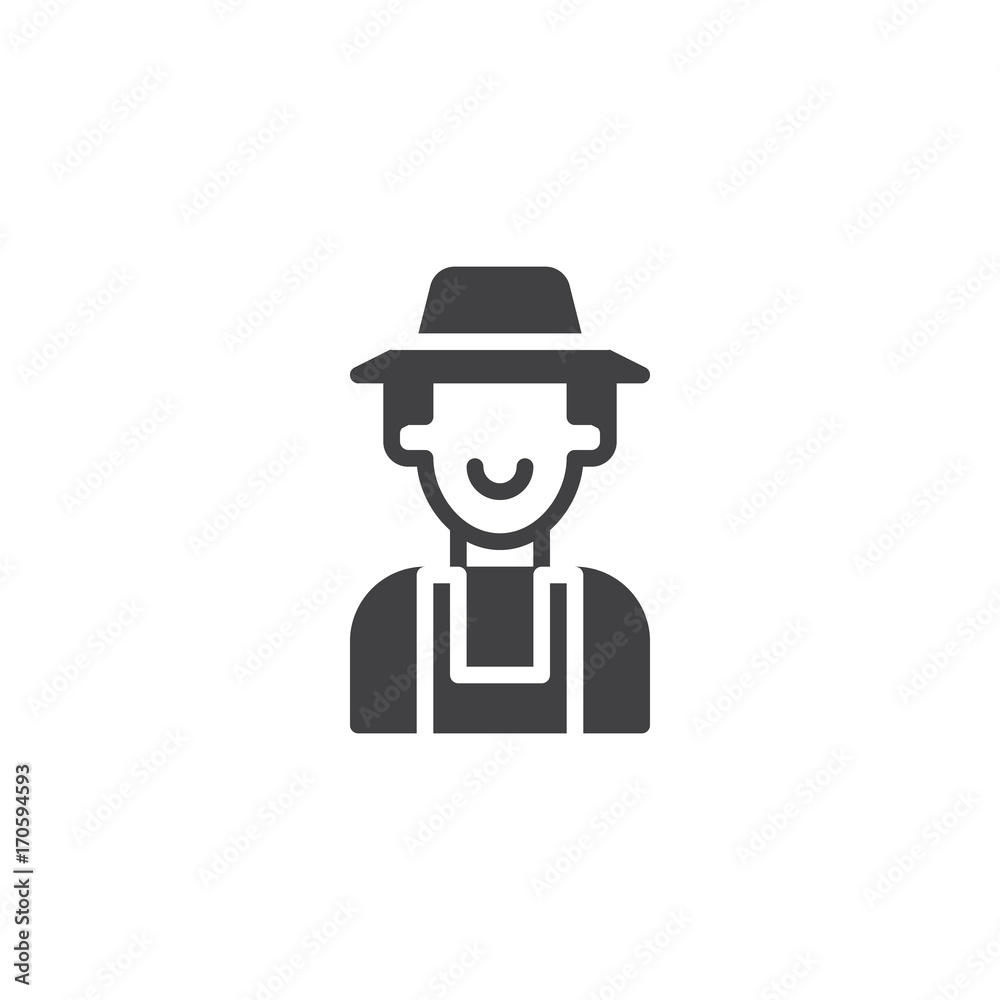 Farmer icon vector, filled flat sign, solid pictogram isolated on white. Symbol, logo illustration