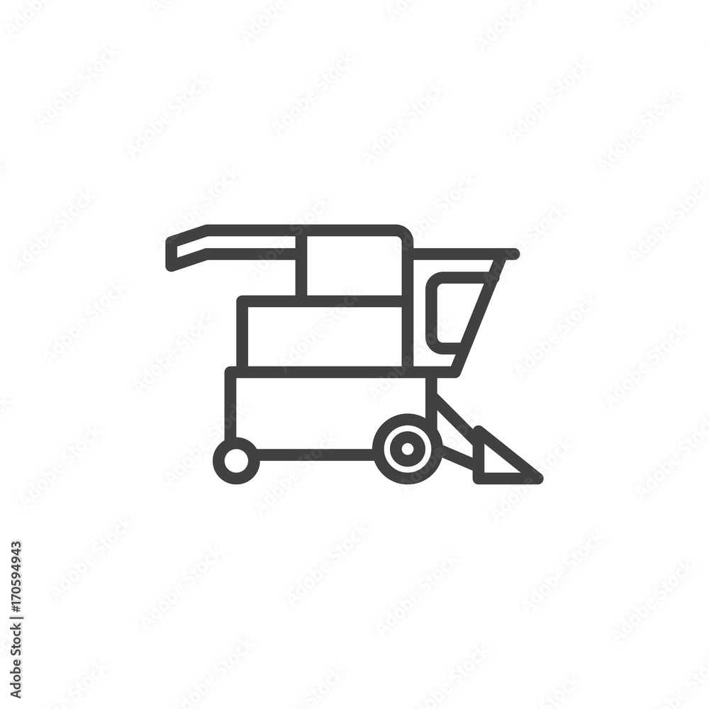 Combine harvester line icon, outline vector sign, linear style pictogram isolated on white. Symbol, logo illustration. Editable stroke Combine harvester line icon, outline vector sign, linear style pictogram isolated on white. Symbol, logo illustration. Editable stroke