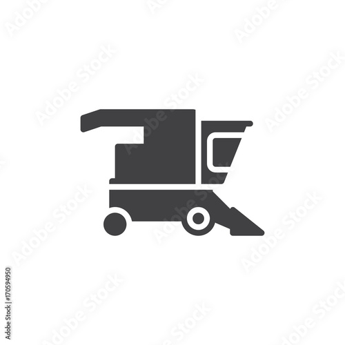 Combine harvester icon vector, filled flat sign, solid pictogram isolated on white. Symbol, logo illustration