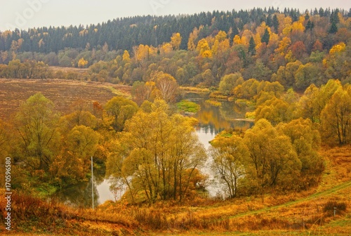 Autumn landscape with river