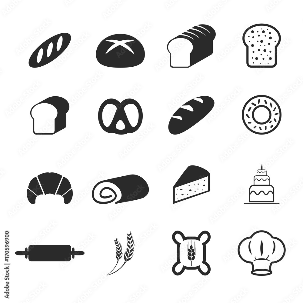 vector of bakery bread icons