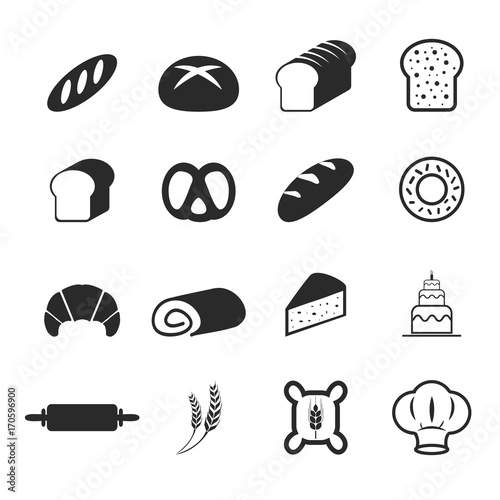 Obraz na płótnie vector of bakery bread icons w salonie