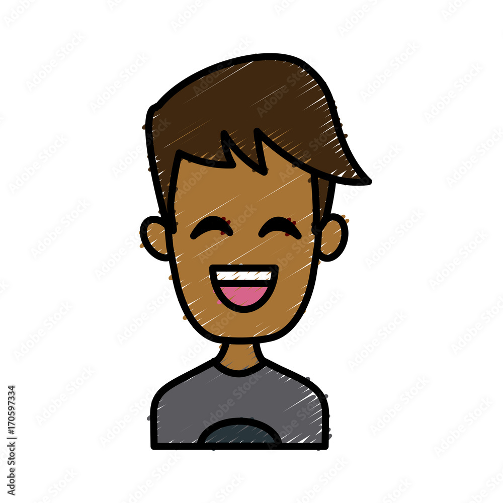 Man smiling with eyes closed icon vector illustration graphic design Man smiling with eyes closed icon vector illustration graphic design