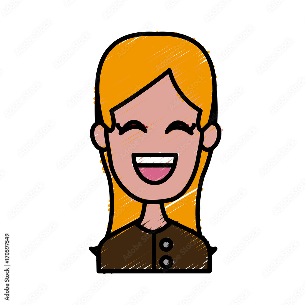 Woman smiling with eyes closed icon vector illustration graphic design