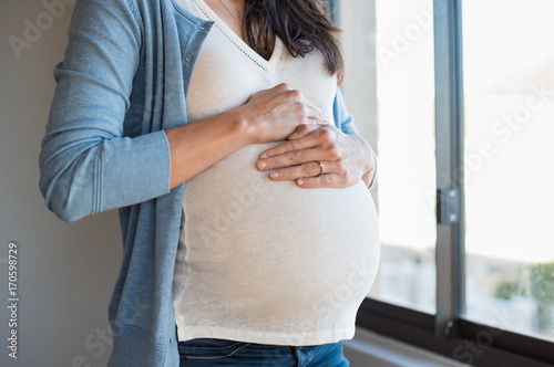 Closeup belly of pregnant woman