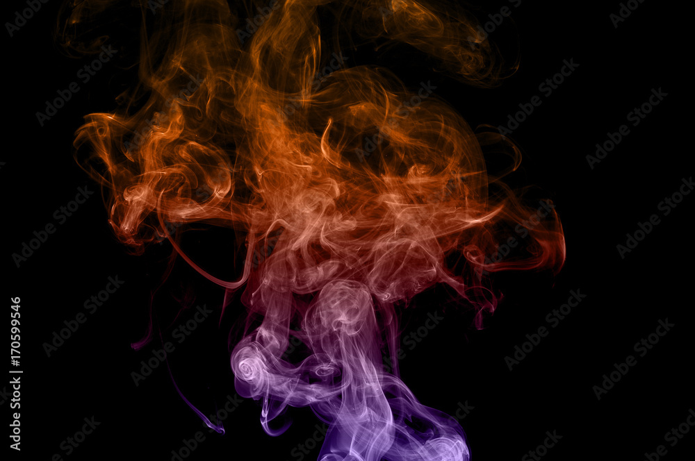 Movement of smoke,orange and purple smoke on black background,orange and  purple ink background,smoke background ,beautiful smoke Stock Photo | Adobe  Stock