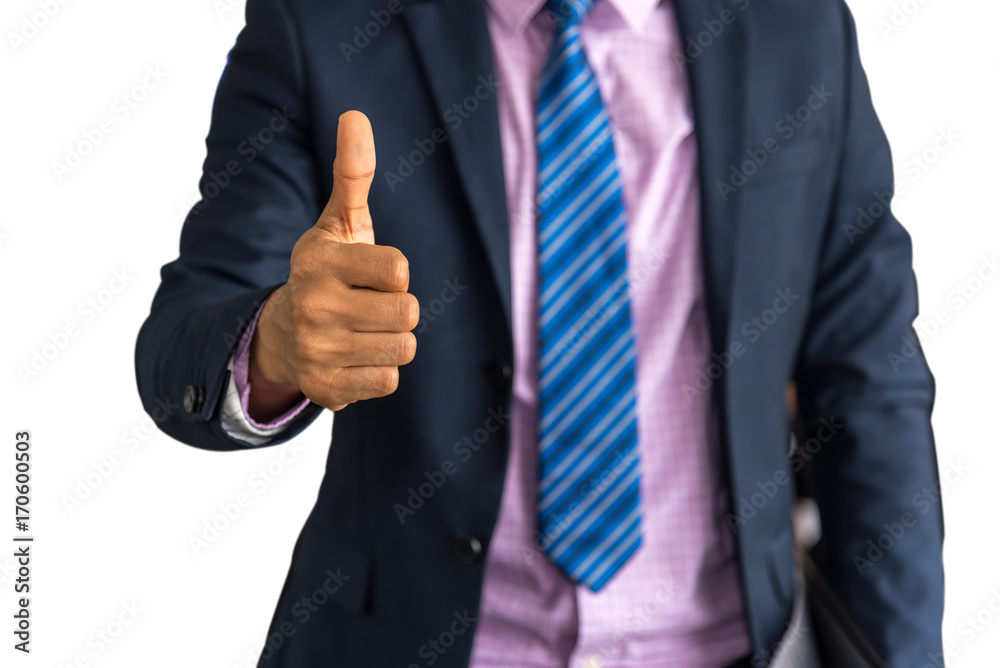 Close-up of a human hand showing thumbs up isolated on white Close-up of a human hand showing thumbs up isolated on white