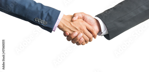 Bussines hand shaking will show succesful cooperation.isolated on white photo