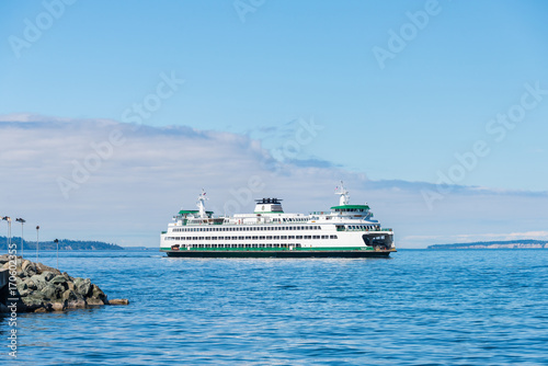 Car and Passenger Ferry Coming into Port, Edmonds, Washington