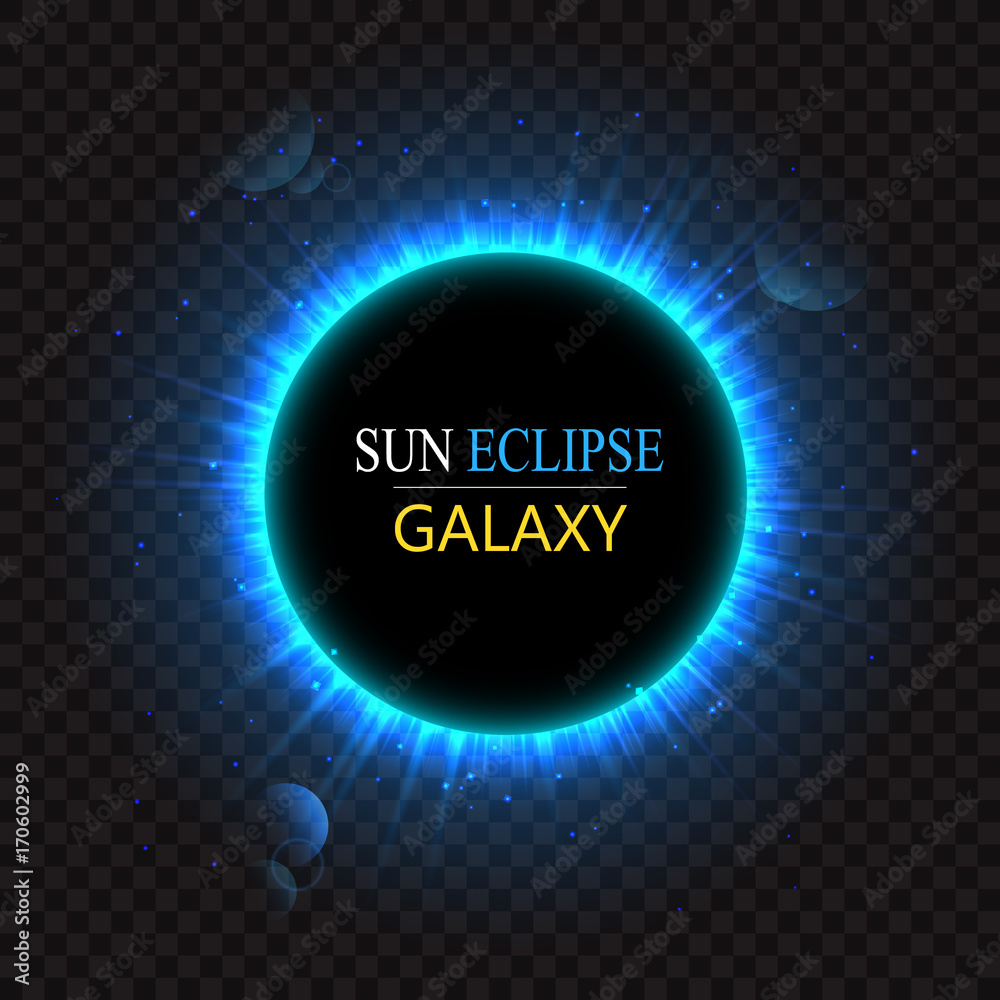 Abstract light effect with planet and shining sun. Space background. Isolated on black transparent background. Vector illustration Abstract light effect with planet and shining sun. Space background. Isolated on black transparent background. Vector illustration