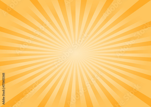 Abstract bright Yellow Orange rays background. Vector
