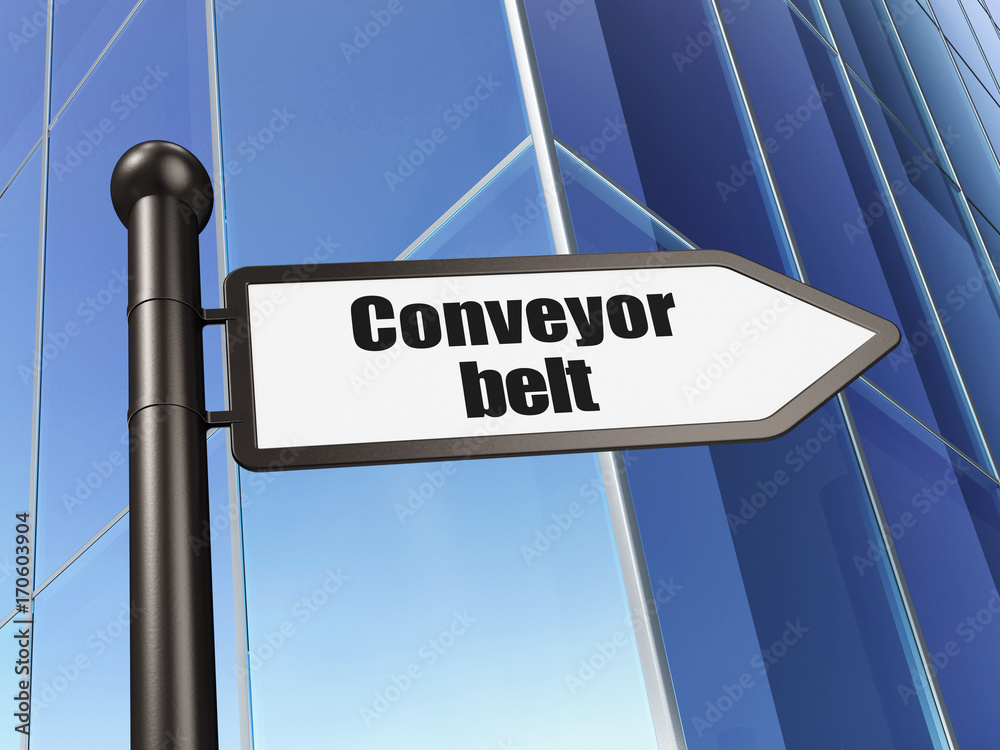 Industry concept: sign Conveyor Belt on Building background