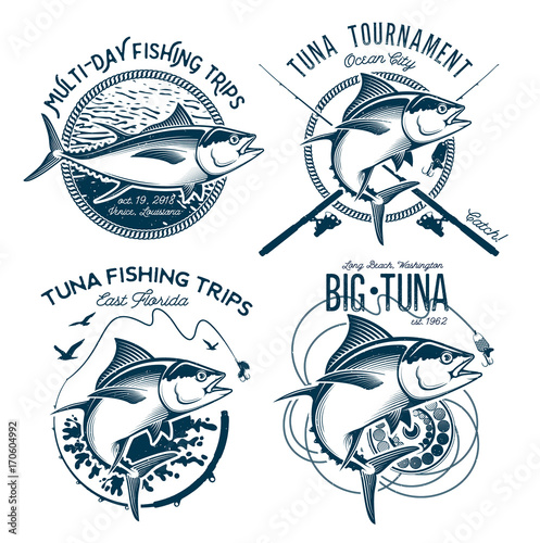 Tuna Vector Logos. Sport Fishing Club Logos.