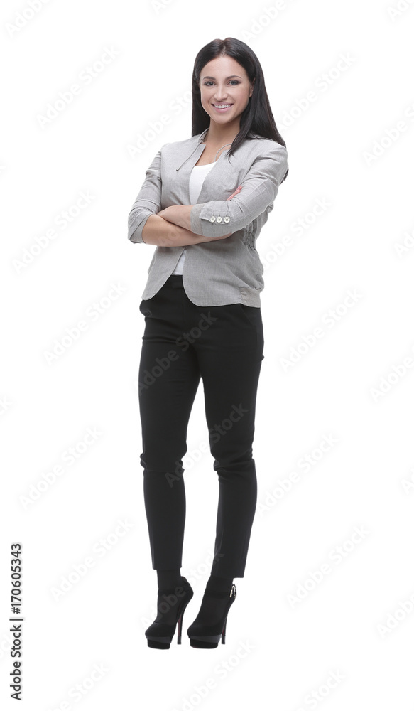 Portrait in full growth of a modern young woman. Concept of prof Portrait in full growth of a modern young woman. Concept of prof