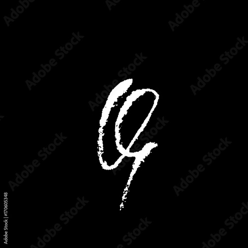 Letter Q. Handwritten by dry brush. Rough strokes font. Vector illustration. Grunge style elegant alphabet