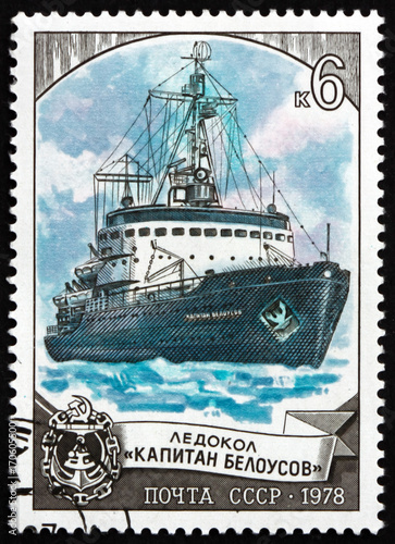 Postage stamp Russia 1978 Captain Belousov, Icebreaker