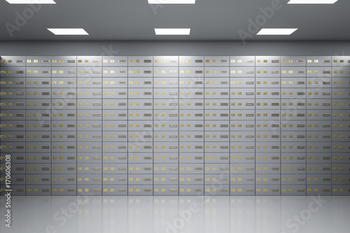 Valokuva safe deposit boxes inside bank vault