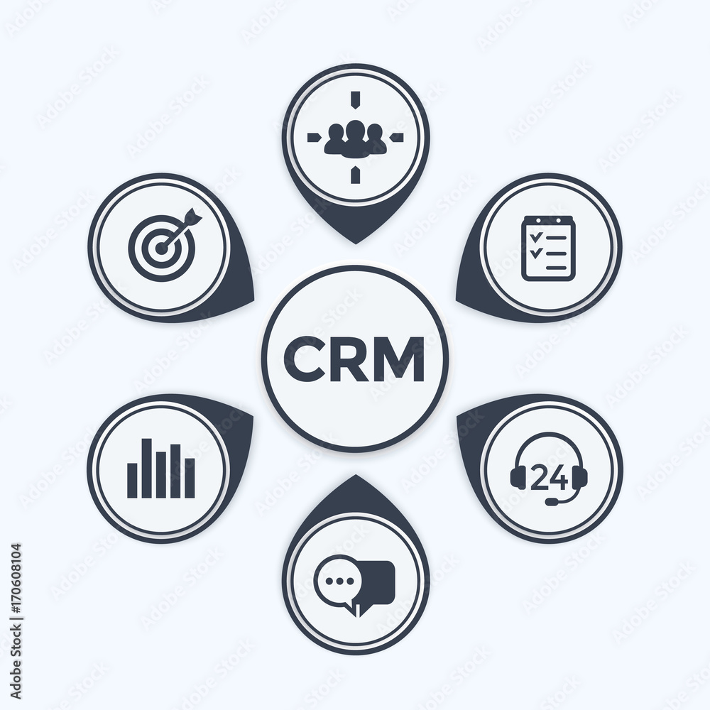 CRM, customer relationship management infographics template