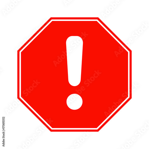 Exclamation mark in red octagonal sign