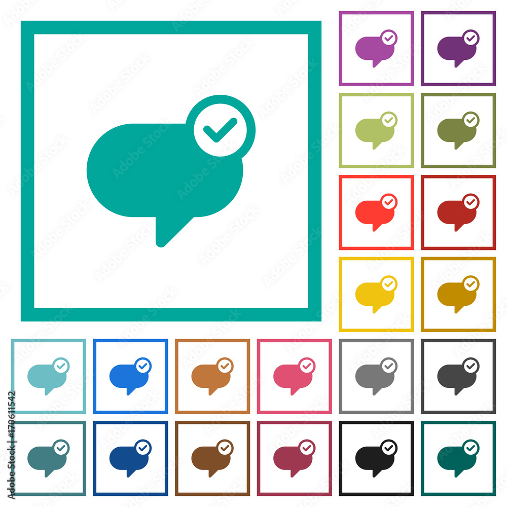 Message sent flat color icons with quadrant frames Message sent flat color icons with quadrant frames