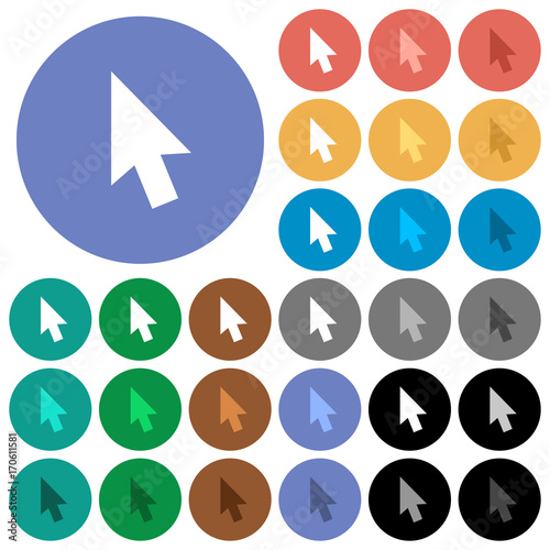 Mouse cursor round flat multi colored icons
