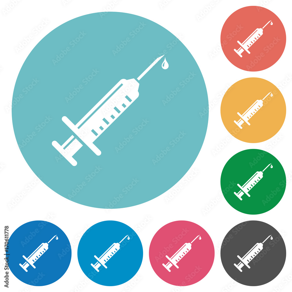 Syringe with drop flat round icons Syringe with drop flat round icons