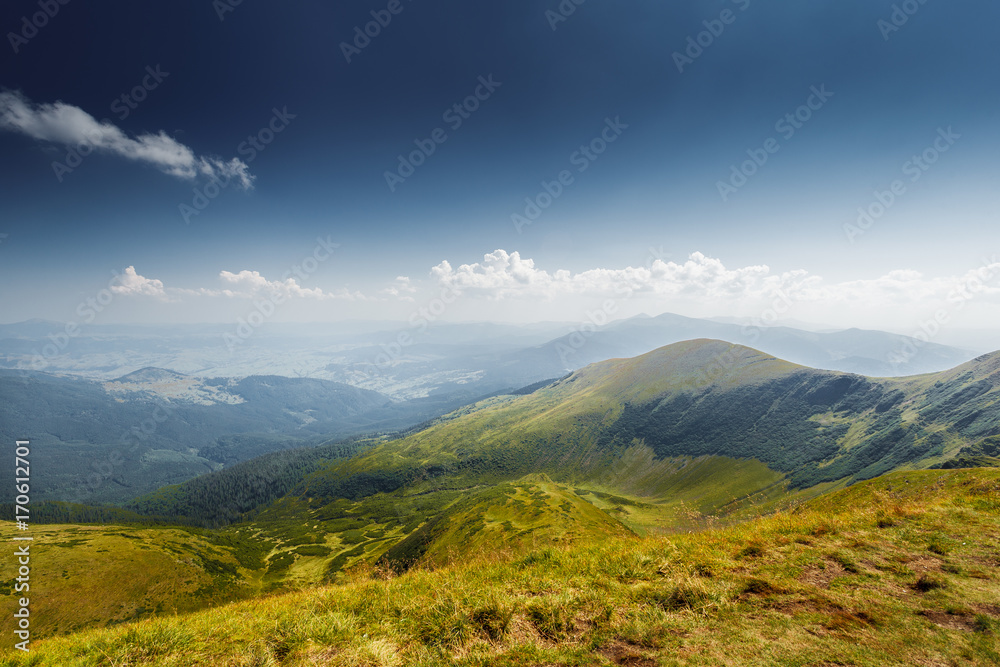 Panoramic view of idyllic mountain scenery