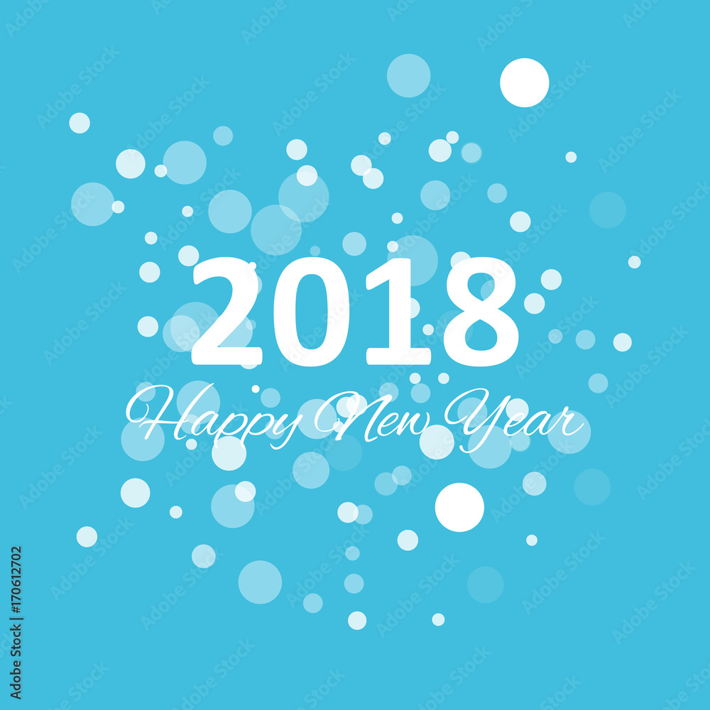 happy new year 2018 with snowflake and bokeh pattern on winter blue background vector 