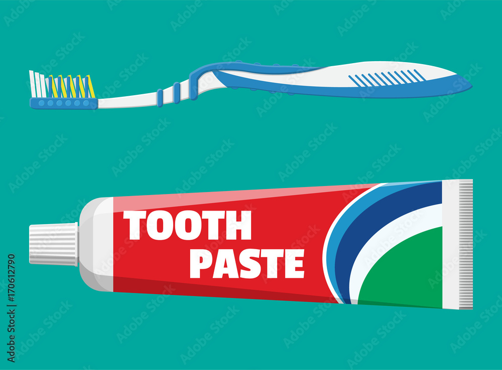 Toothbrush, toothpaste in tube