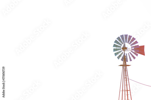 Old rustic windmill isolated with room for copy.  