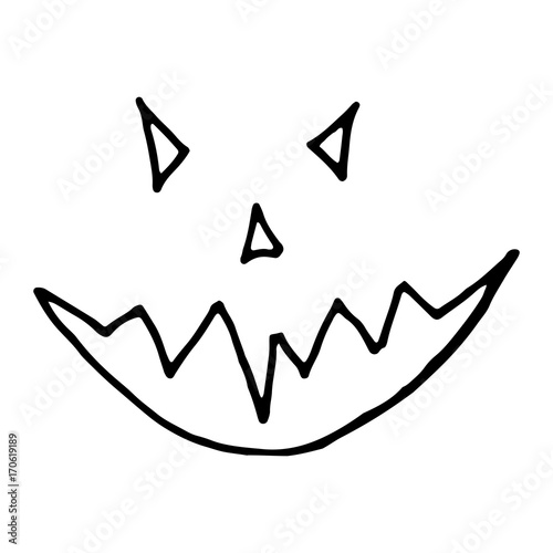 Hand Drawn Halloween Set. Scary face.