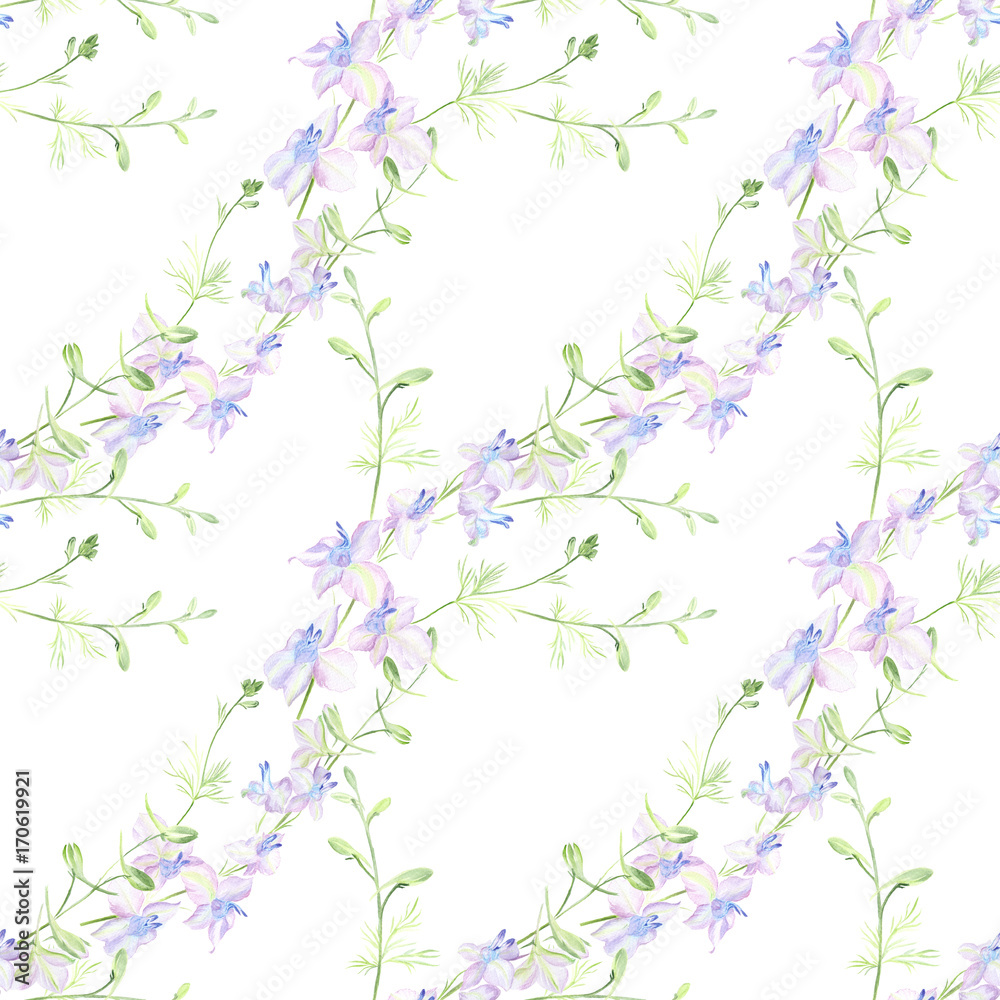 Summer flowers. Watercolor. Seamless pattern. Use printed materials, signs, items, websites, maps, posters, postcards, packaging.