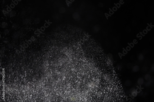Snowstorm texture,Water dust in motion like snow on black,Watercolor background