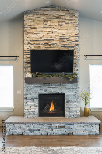 Stone Veneer Fire Place