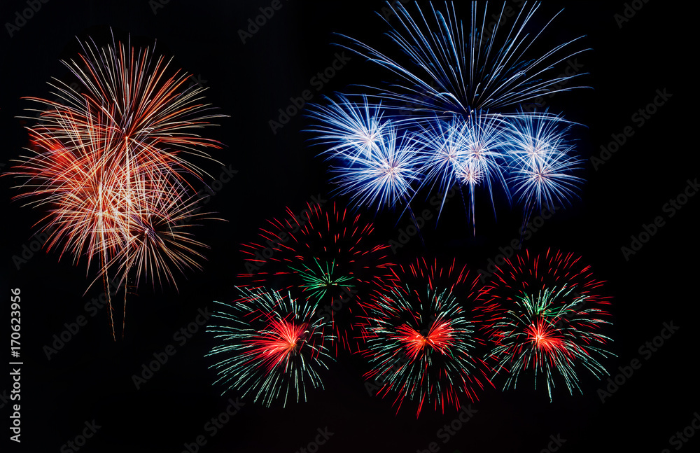 Fireworks, Fireworks light up the sky,New Year celebration fireworks Fireworks, Fireworks light up the sky,New Year celebration fireworks