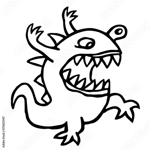 Angry dino. Vector illustration. Cute cartoon character.