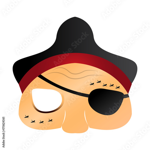 Isolated halloween pirate mask on a white background, Vector illustration