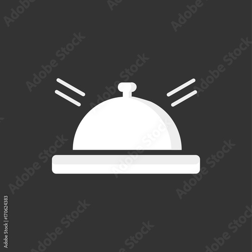 Reception bell icon. Hotel lobby booking desk, concierge ring or retro service table or customer  demand bell vector sign. Hospitality icon.