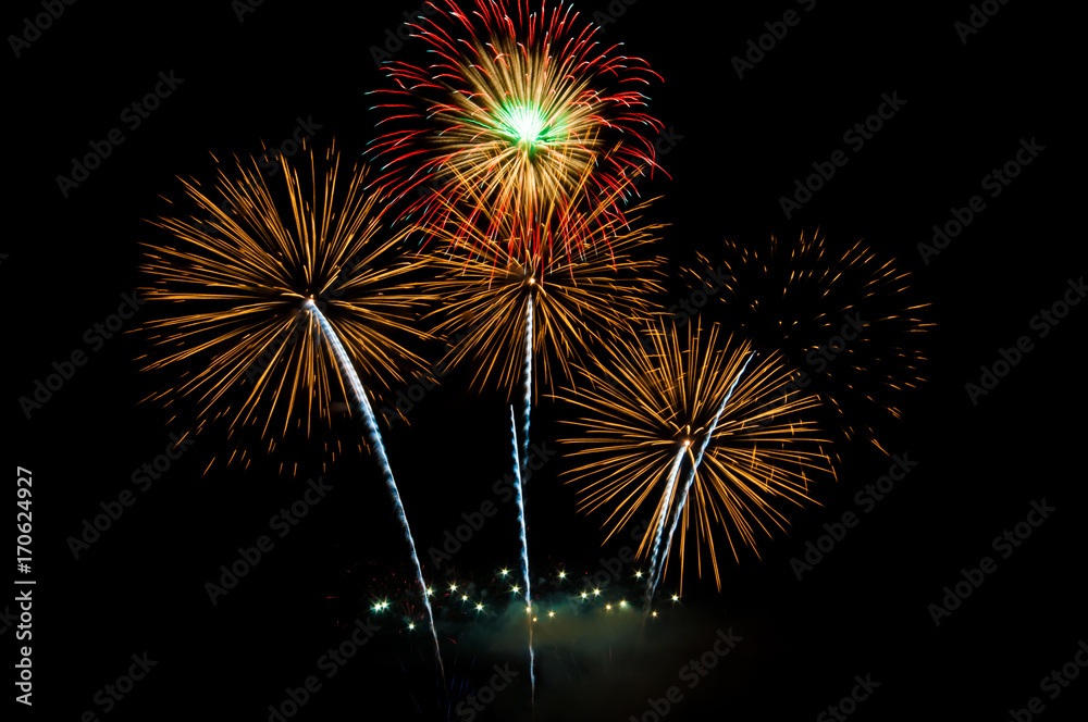 Fireworks, Fireworks light up the sky,New Year celebration fireworks Fireworks, Fireworks light up the sky,New Year celebration fireworks